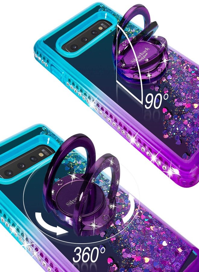 Silverback for Samsung Galaxy S10 Plus Case, Moving Liquid Holographic Glitter Case with Ring Stand, Girls Women Bling Diamond Slim Protective Case for Galaxy S10 - Purple - Image 3